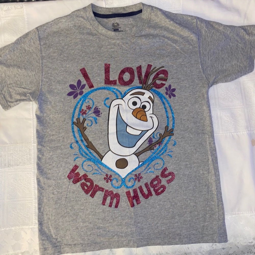 Fruit of the loom Girls ⛄️ “OLAF” T-shirt. New - Picture 2 of 3